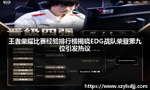 王者荣耀比赛经验排行榜揭晓EDG战队荣登第九位引发热议
