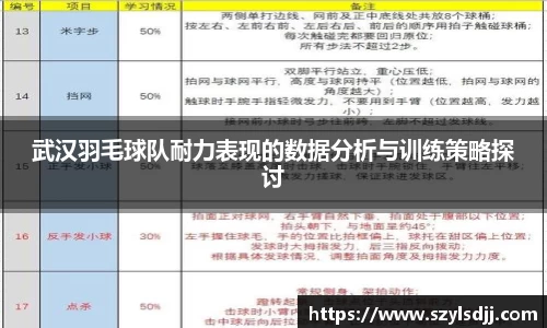 武汉羽毛球队耐力表现的数据分析与训练策略探讨
