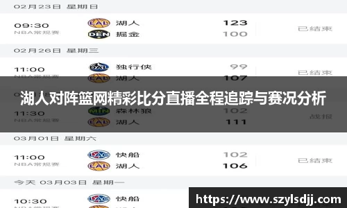 湖人对阵篮网精彩比分直播全程追踪与赛况分析