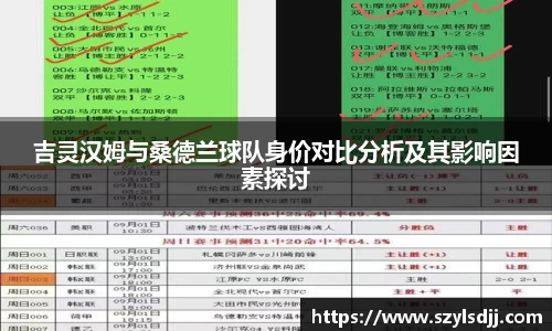 吉灵汉姆与桑德兰球队身价对比分析及其影响因素探讨